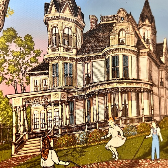 H. Hargrove Signed Painting Serigraph Victorian house girls playing - Picture 4 of 6